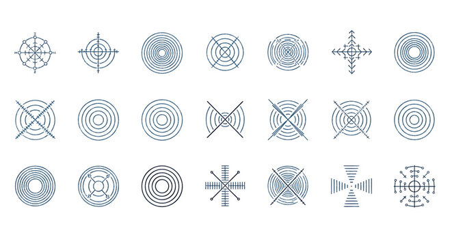 Circular HUD Elements and UI Design Icons Set