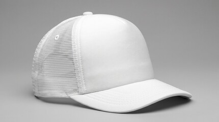Fototapeta premium White blank trucker mesh cap mockup
