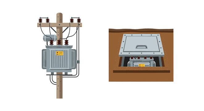 Overhead and Underground Electrical Distribution Transformer Set
