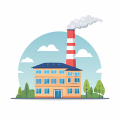 Obraz premium Illustration of an industrial factory with a smoking chimney
