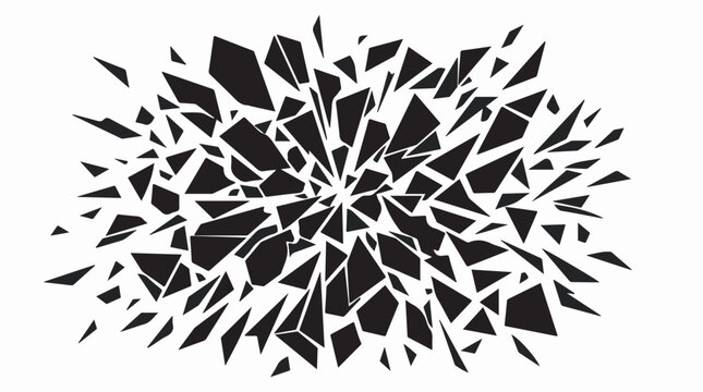Black shattered glass explosion effect on white background