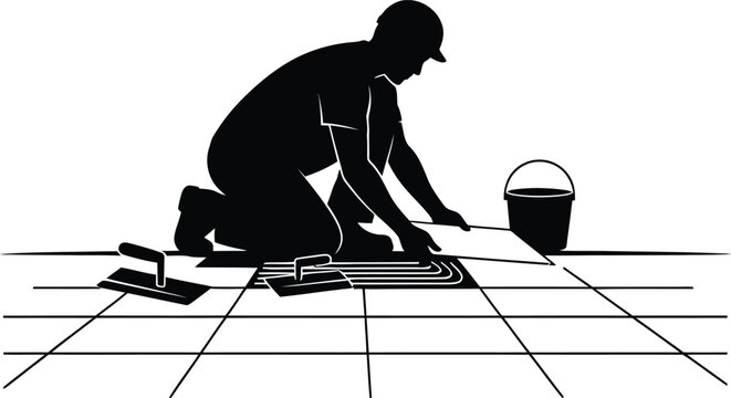 Man installing tiles on the floor.
