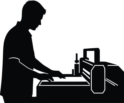 Man working with printing machine.