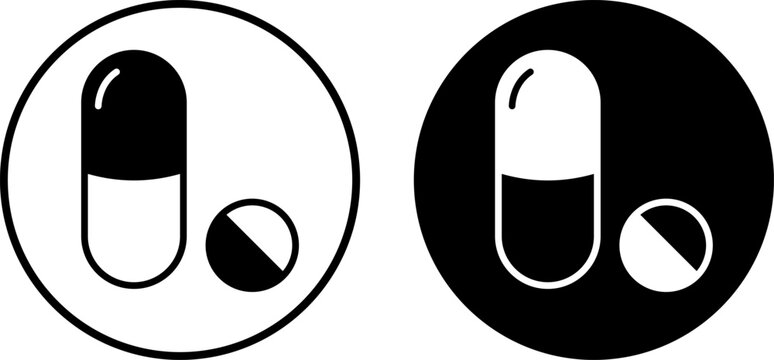 Set of two pill and capsule icons
