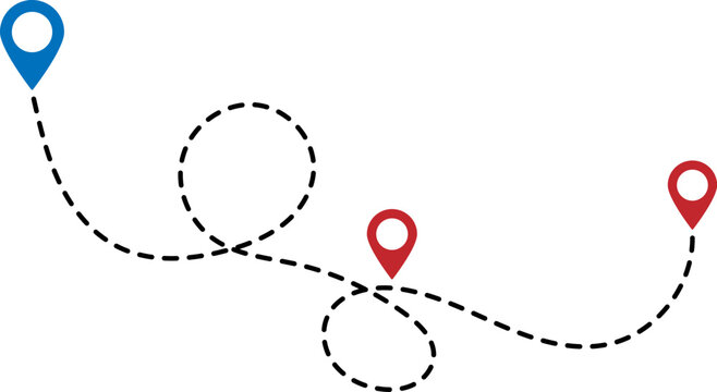 Route map path with location pins