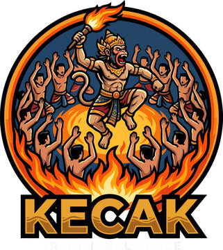 Bali Kecak Dance Illustration 