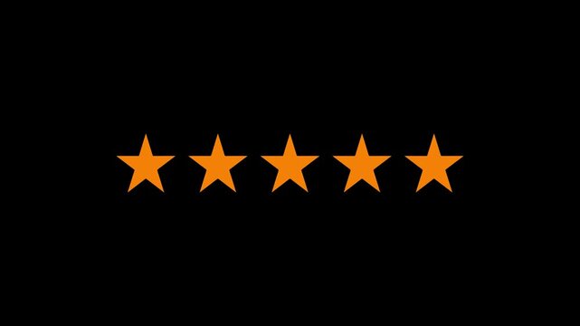 Ratting five star icon animation. Customer satisfaction feedback 5 stare review icon motion. Top rating five star customer feedback icon 4k video footage.