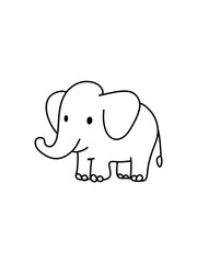 Fototapeta premium cute doodle elephant with big ears and kind smile