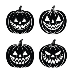 Obraz premium Jack O Lantern Halloween Pumpkin Face Vector Set