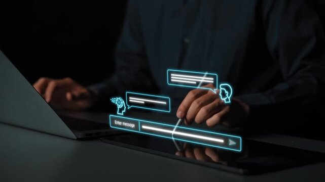 AI chatbot interface facilitates communication, chatbot, and AI interaction for automated user support and information exchange Marrow
