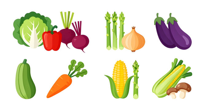 cartoon vegetable collection illustration, colorful veggie clipart set, healthy food vector pack, fresh farm vegetables design, cute vegetable characters illustration, organic produce graphics, kitche
