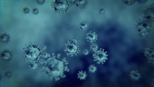 3d corona virus bacteria, viral cell organism animation, 