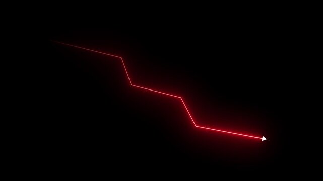 Neon Downward Arrow Falling Graph Business Loss Background