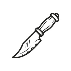 Obraz premium Classic Hand Sketched Survival Knife Icon Simple Black Line Art Design