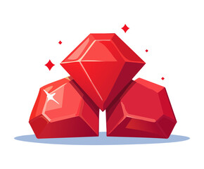 Giant pile of glossy red ruby diamond crystal stones for dragon treasure hoard level graphic background scene asset item vector illustration © firstprincess