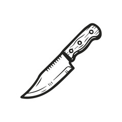 Obraz premium Hand drawn black and white vintage hunting knife sketch illustration