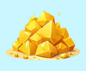 Glittering pile heap of yellow gold topaz crystal rocks for fantasy tycoon building upgraded storage vault display or royal bounty © firstprincess