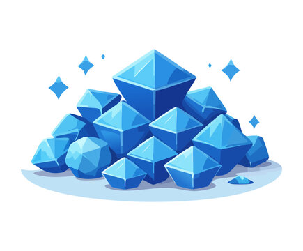 Pointy heap pile of multi faceted blue diamond crystal shards for arctic mountain map loot drop or freeze spell mana recharge