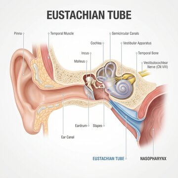 Anatomy of the human ear and eustachian tube diagram