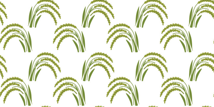 seamless pattern with organic rice ears natural agriculture background