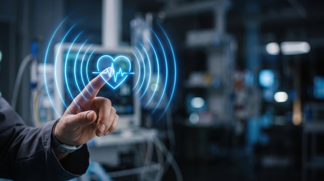 Close-up on high-tech health monitoring in medical facilities with aai gen digital content