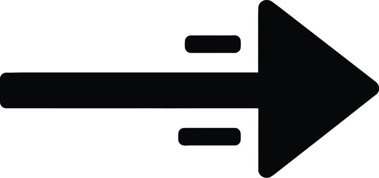 Black arrow icon with motion lines pointing to the right