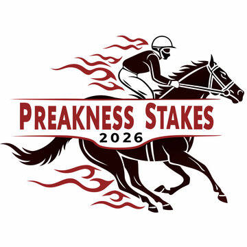 Preakness stakes 2026 logo with horse and jockey racing