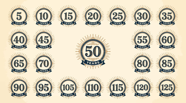 Numbers and badges are arranged in a grid on a light background