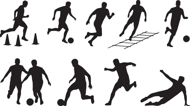 Silhouette soccer drills and exercises collection