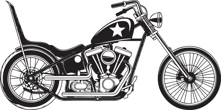 Black vintage style custom chopper motorcycle
