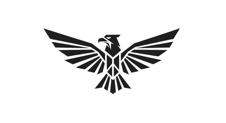 Fototapeta premium Black silhouette of an eagle spreading wings.
