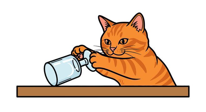 Orange cat drinking from glass.