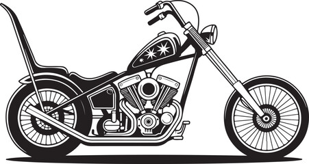 Classic black vintage chopper motorcycle illustration © Ranaart