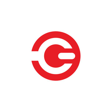 letter c power cable red simple geometric circle logo icon vector