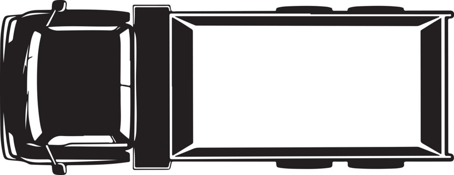 Top-down view of a semi-truck trailer, cargo carrier, transportation vehicle, industrial icon