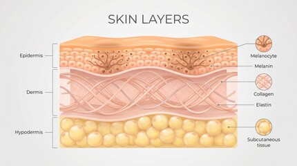 Fototapeta premium Educational diagram showing layers of human skin structure