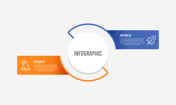 2 Options Comparison Infographic Diagram for Strategic Business Planning. Vector illustration.
