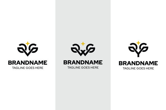 Letters AVG AWG AYG or GVG GWG GYG Monogram Star Logo Set
