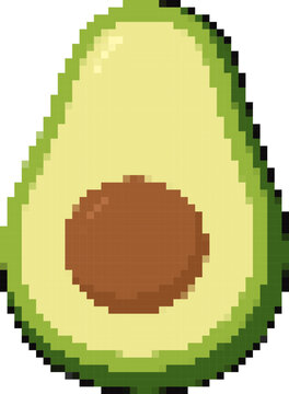 Pixel art avocado half healthy food icon