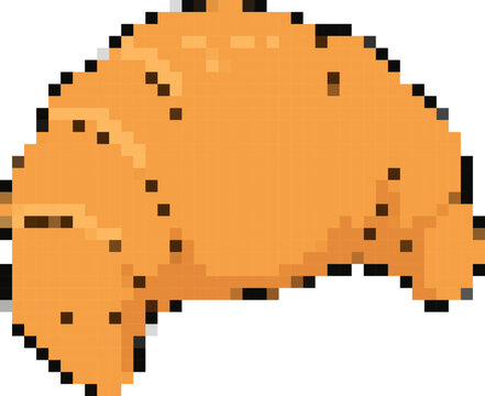 Pixel art croissant pastry retro bakery icon