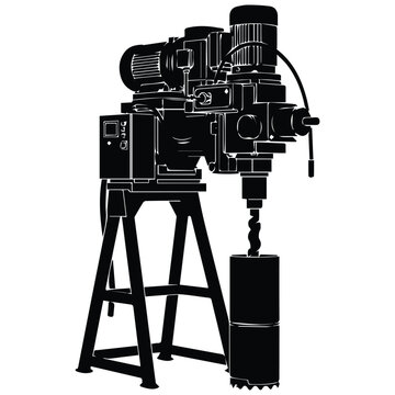  Industrial magnetic base core drill machine silhouette icon for metalwork
