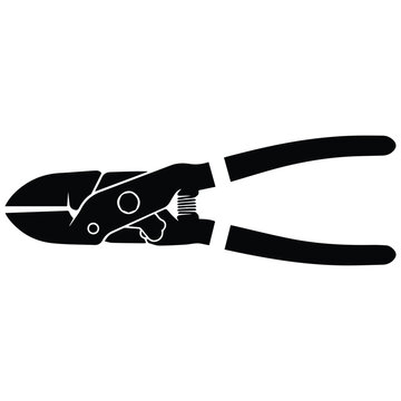 Professional aviation tin snips or metal shears silhouette icon for cutting