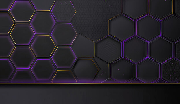 -black background with a hexagonal pattern, conveying a dark and luxurious concept. vector illustration design template for a banner or poste
