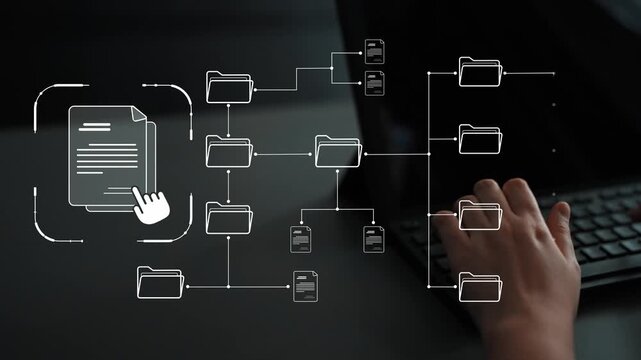 Digital file structure showing folder organization, file hierarchy, and document arrangement. File structure supports management, improves access, and file structure enhances clarity. Marrow