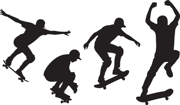 Skateboarder performing tricks sequence illustration
