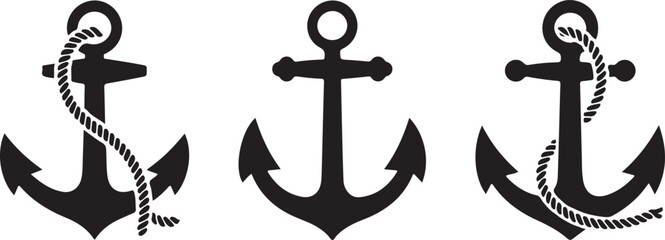 Three classic nautical anchors illustration © Ranaart