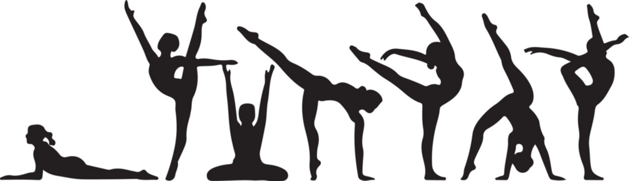 Yoga and stretching poses sequence illustration