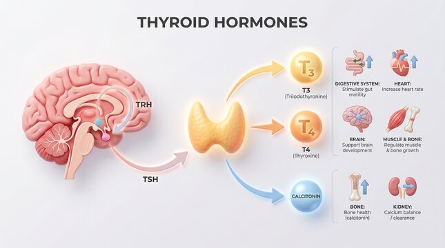 Thyroid hormones regulation pathway medical infographic