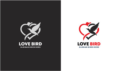 Obraz premium Love Bird Logo Design with Heart and Bird Graphics