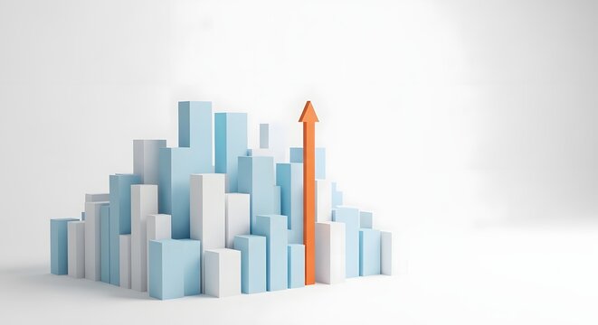 Abstract cityscape with a prominent orange cylinder a modern architectural composition